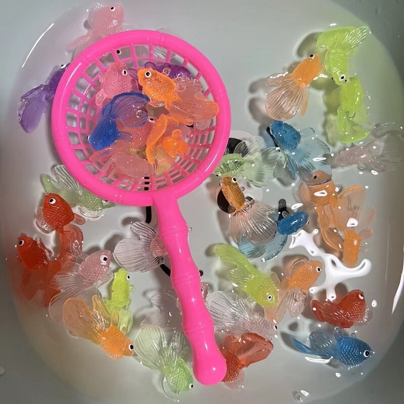 Kawaii Simulação De Borracha Goldfish Bebê Banho De Água Jogar Jogos Brinquedos para Crianças, Crianças Banho Chuveiro Presentes, 10Pcs por conjunto