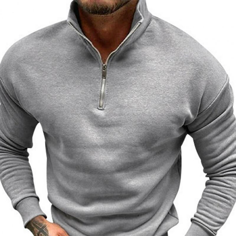2 Pcs/Set Men Top Pants Suit T shirt Half-high Collar Solid Color Sweatshirt Thick Men Winter Tracksuit Sweatshirt Trousers Set