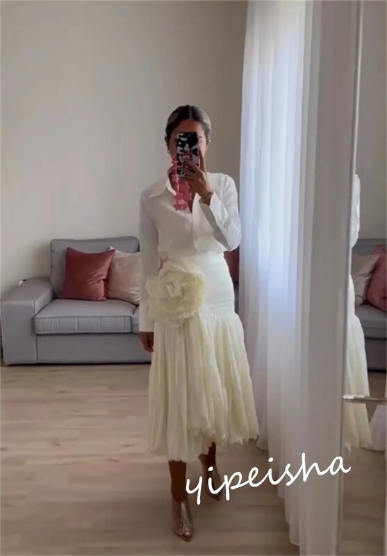 Vestido V-Neck Prom com cetim, Comprimento Chá, V-Neck, Arábia Saudita, Dia dos Namorados, Vestido de baile