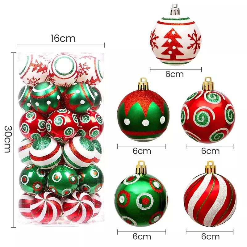 Ornamen hiasan pohon Natal bola Natal, aksesori bola Tahun Baru liontin pohon Natal gantung untuk dekorasi rumah 30 buah