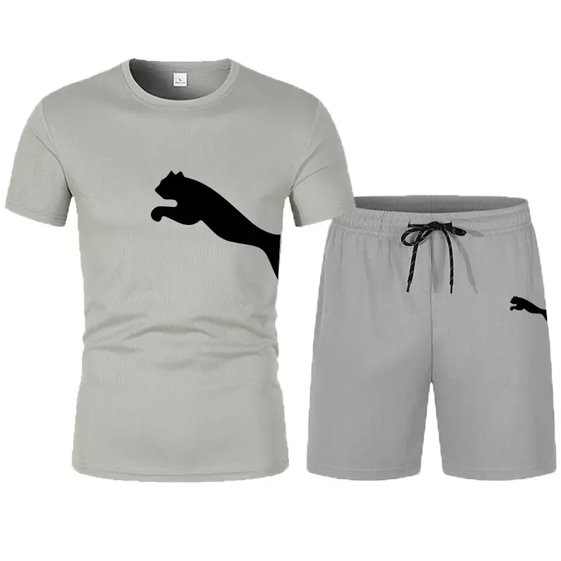 Conjunto coreano de treino masculino, camiseta de manga curta e shorts esportivos, corredores casuais, roupas masculinas, moda verão, 2024