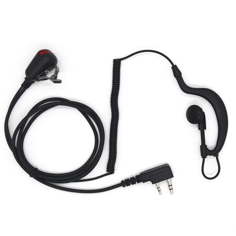 Walkie talkie Earphone in-ear tabung berongga, earbud untuk radio baofeng dengan lampu LED PTT Headset mikrofon port K