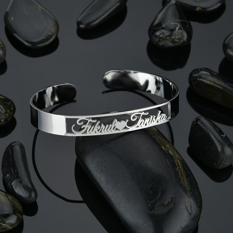 Персонализированный браслет Atoztide 10 мм с буквенным именем для женщин и мужчин, полые браслеты из нержавеющей стали, ювелирные изделия на день рождения, подарок