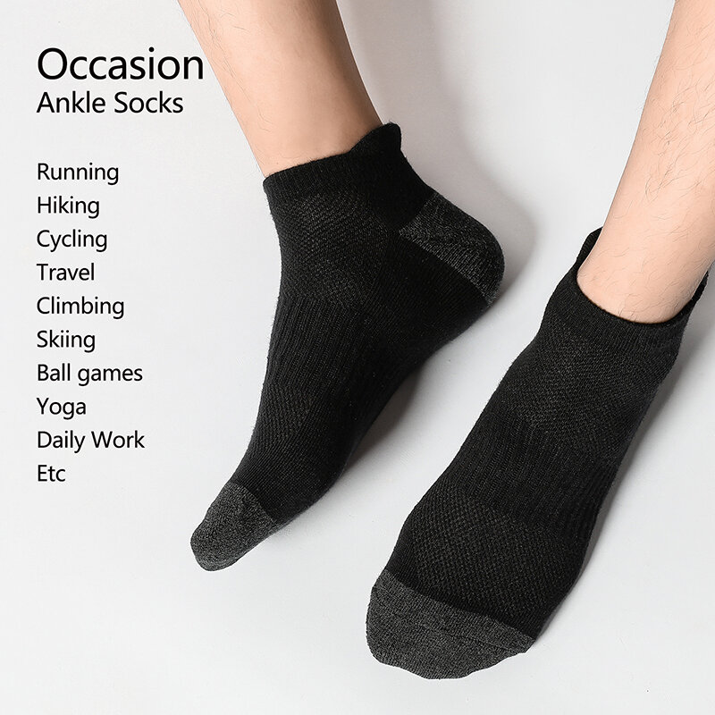6/12 Pairs 100% Cotton Socks Men Women Sports Solid Color Short Sock Cycling Breathable Mesh Ankle Summer Running Socks