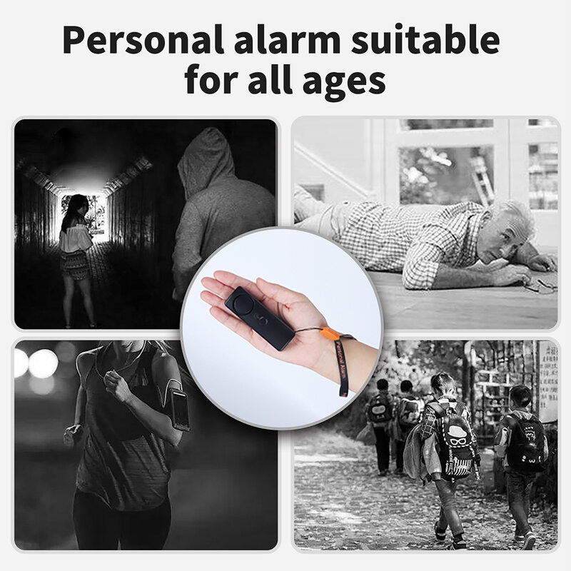 130dB Personal Alarm LED Flashlight Self-Defense Anti-wolf Alarm Women Kids Safe Sound Emergency Alarm