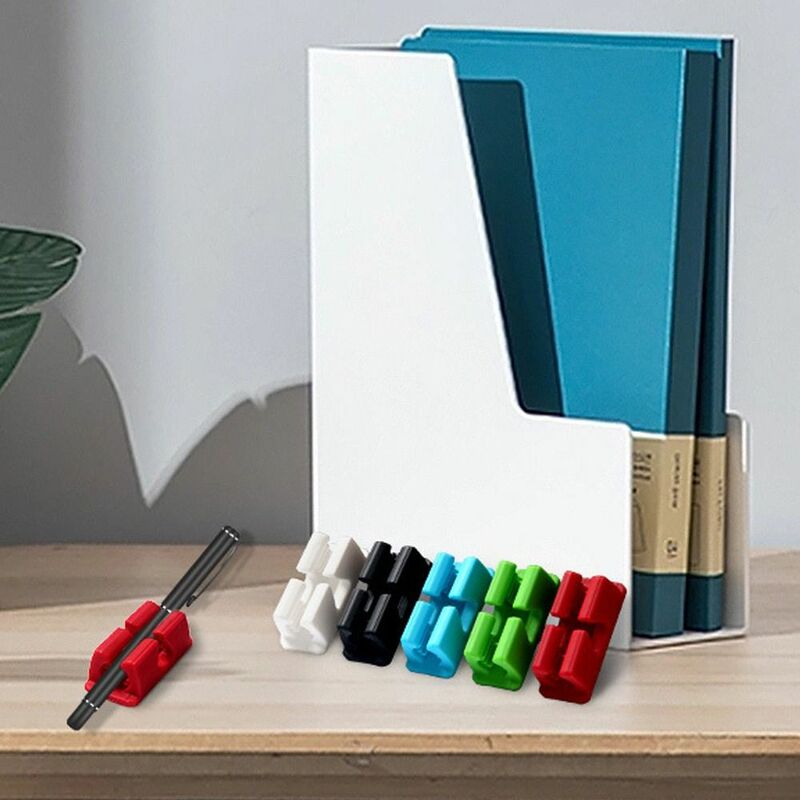 Clips para bolígrafos Multicolor, soporte de exhibición de papelería portátil, estante de almacenamiento de lápiz de silicona, lazo elástico