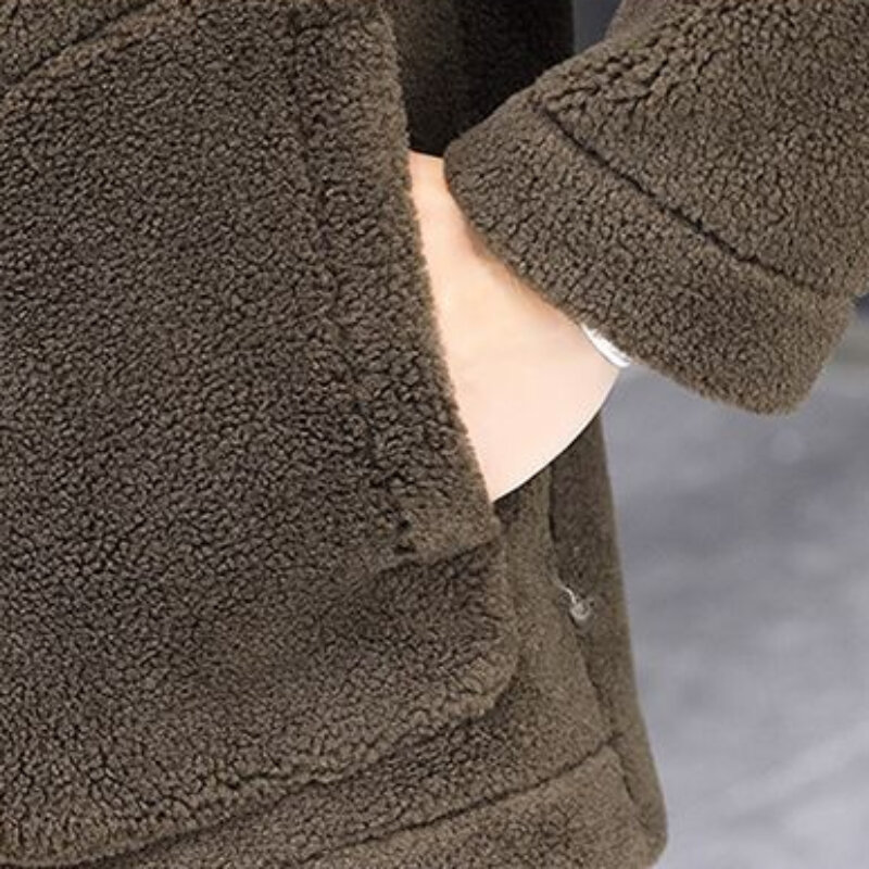 Manteau en laine double face pour hommes, veste en fausse fourrure à revers, haut en laine, garde au chaud et protection contre le froid en hiver, mode, grande taille