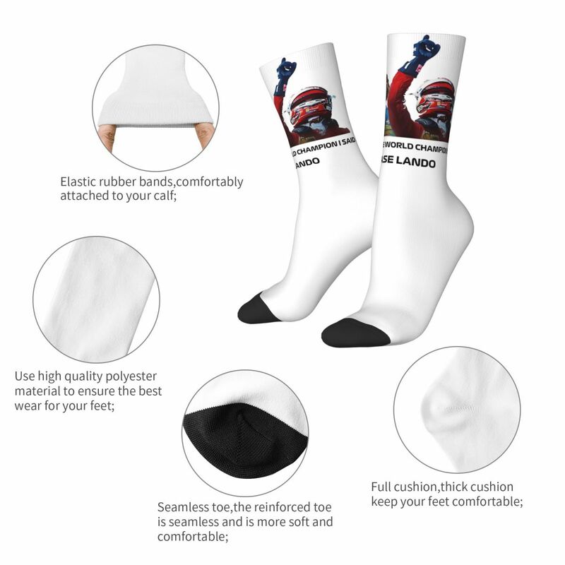 Harajuku Charles Leclerc And Lando Norris Theme Warm Crew Socks Spring Autumn Winter Racing Warm Middle Tube Socks Breathable