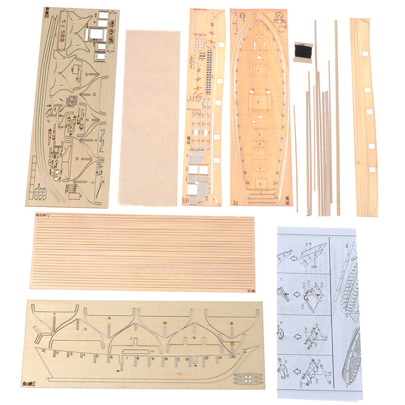 1:100 Halcon Wooden Sailing Boat Model DIY Kit Ship Assembly Decoration Gift