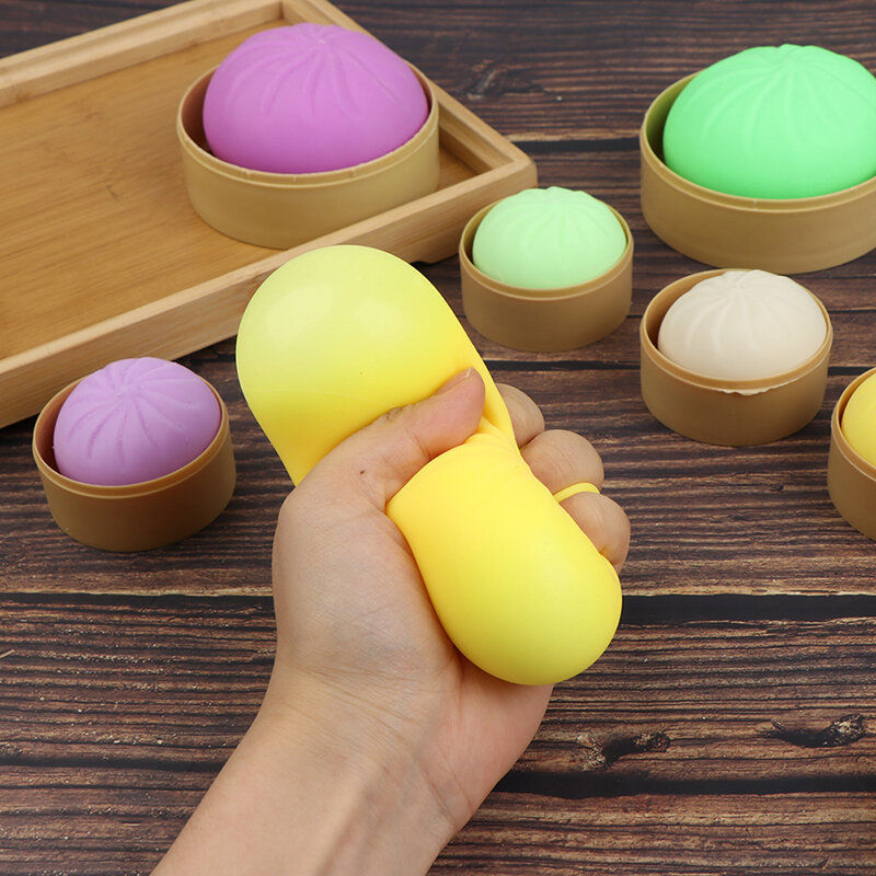5.5cm Steamed Stuffed Bun with Simulation Steamer Soft Squishy Decompress Anti Stress Relief Squeeze Funny Toy Model