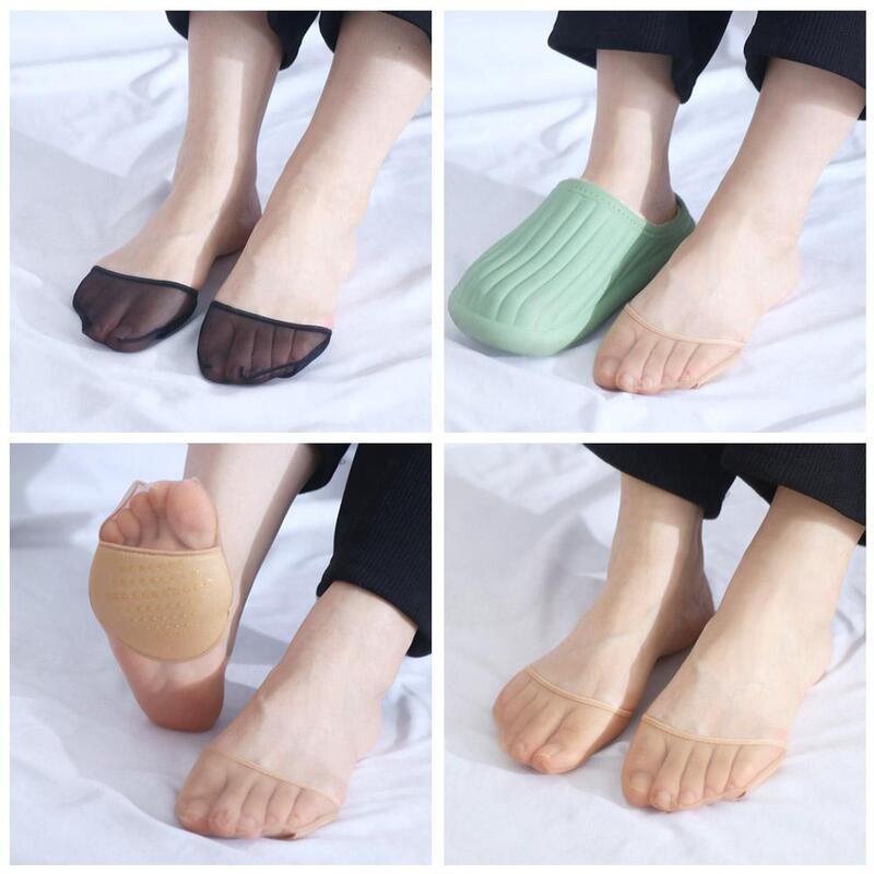 Дышащие летние силиконовые стельки на высоком каблуке в горошек для девочек, носки на половину ладони, женские Чулочно-носочные изделия, невидимые носки