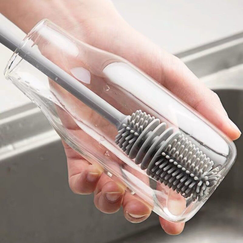 Escova de silicone com alça longa para limpeza de vidro, 1pc, ferramenta de limpeza para cozinha, bebida, copo de vinho, garrafa