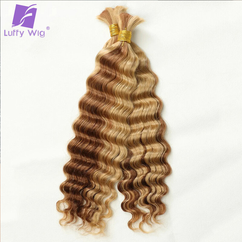 Human Hair Bulk Braiding Hair Extensions Double Drawn 27/30 Color Loose Deep Wave No Weft Boho Knotless Braids Hair Bundles