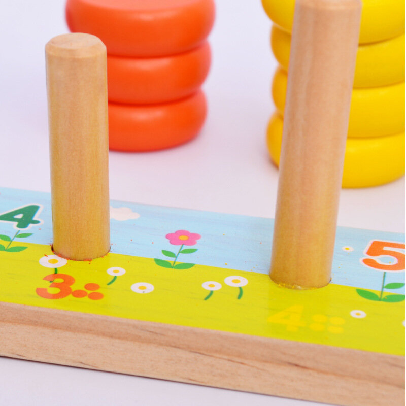 몬테소리 무지개 계산 원형 블록 클래식 유아 조기 학습 보조 유치원 용품 어린이 나무 교육 장난감
