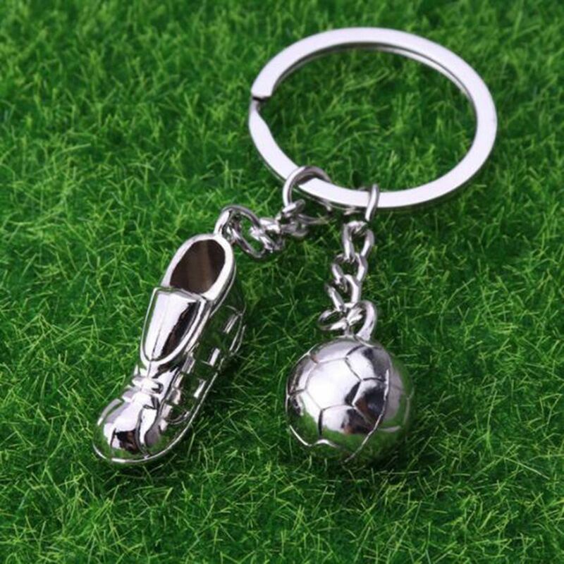 1PC Creative Soccer Shoes Keychain Metal Football Ball Keyring Bag Pendant for Sports Souvenir Metal Toy Football Accessories