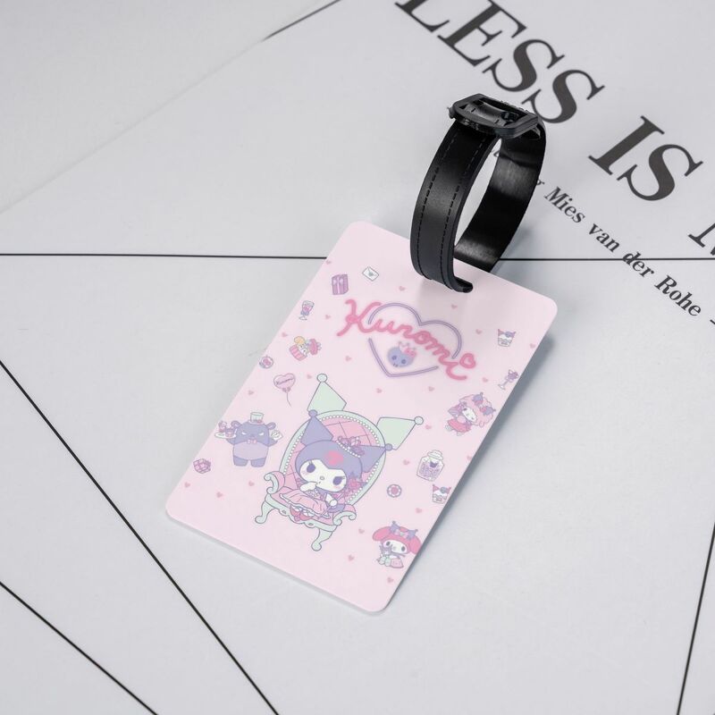Kuromi Luggage Tag Cute Cartoon Suitcase Baggage Privacy Cover Name ID Card