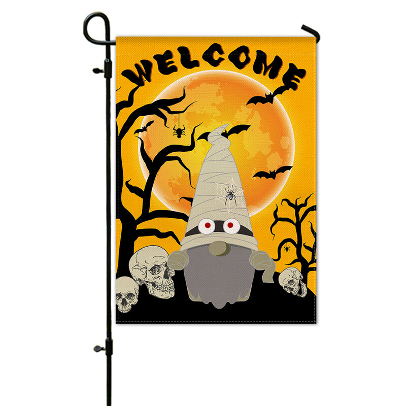 30X45CM Halloween Theme Garden Flag Halloween Decoration Linen Pumpkin Letter Skull Ghosts Garden Hanging Banner Yard Decor