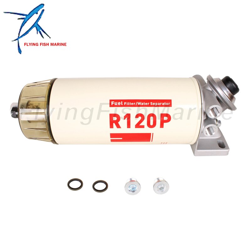 Boat Engine R120P 4120R 6120R Fuel Filter Water Separator Assembly for Diesel Spin-On Marine Engine, 10 Micron