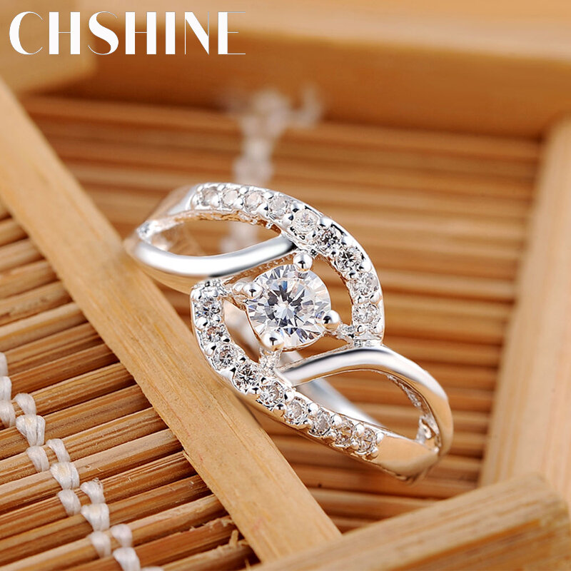 ใหม่ Streetwear 925 Sterling Silver Shiny Zircon แหวนเพชรสำหรับผู้หญิงงานแต่งงานของขวัญเครื่องประดับหมั้นแหวน