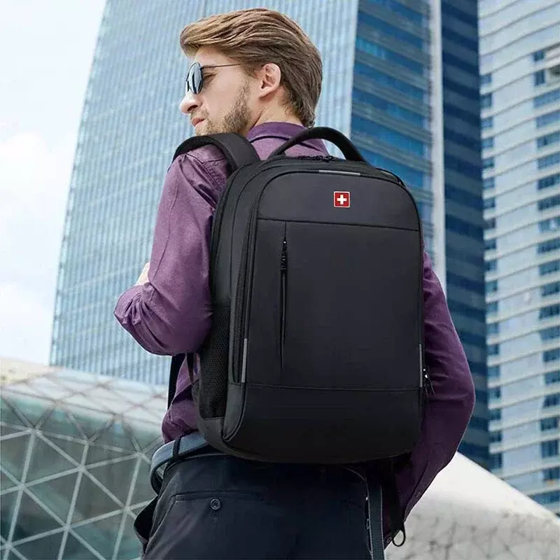 Szwajcarski plecak na laptopa wodoodporny z zabezpieczeniem przeciw kradzieży torba z portem USB duża pojemność plecak szkolny plecak podróżny plecak Mochila