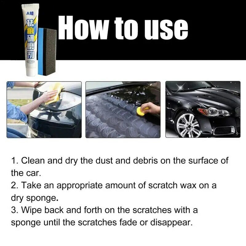 Polissage de réparation de rayures de peinture de voiture, avertir avec l'outil d'éponge, auto polir et réparer facilement, 0.84oz