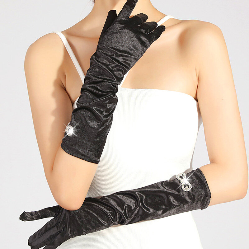 Modne nowa koronkowa rękawice przeciwsłoneczne nowe spersonalizowane kwiatowe diamenty satynowe ozdoby cienkie rękawiczki akcesoria odzieżowe