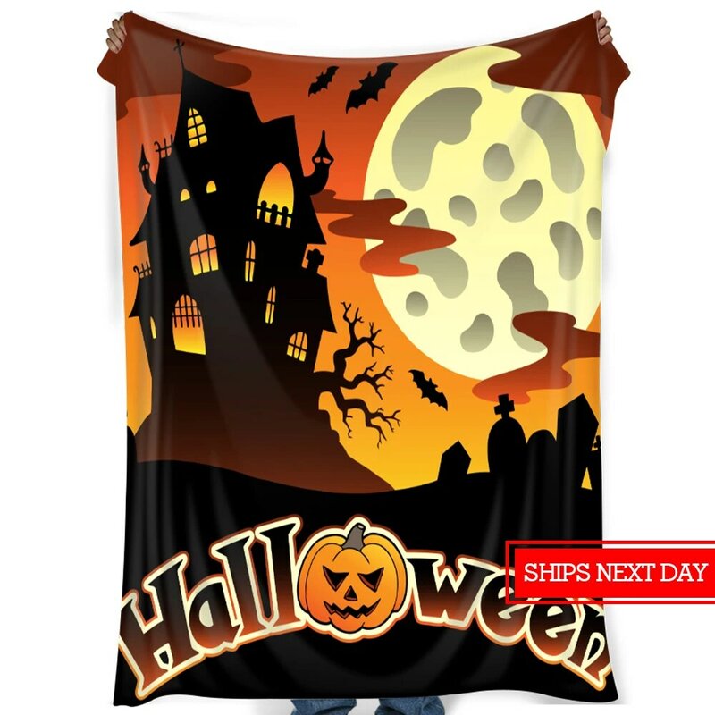 Manta de franela de calabaza para Halloween, decoración de Halloween para niños y mujeres, manta para cama, sofá, manta de viaje