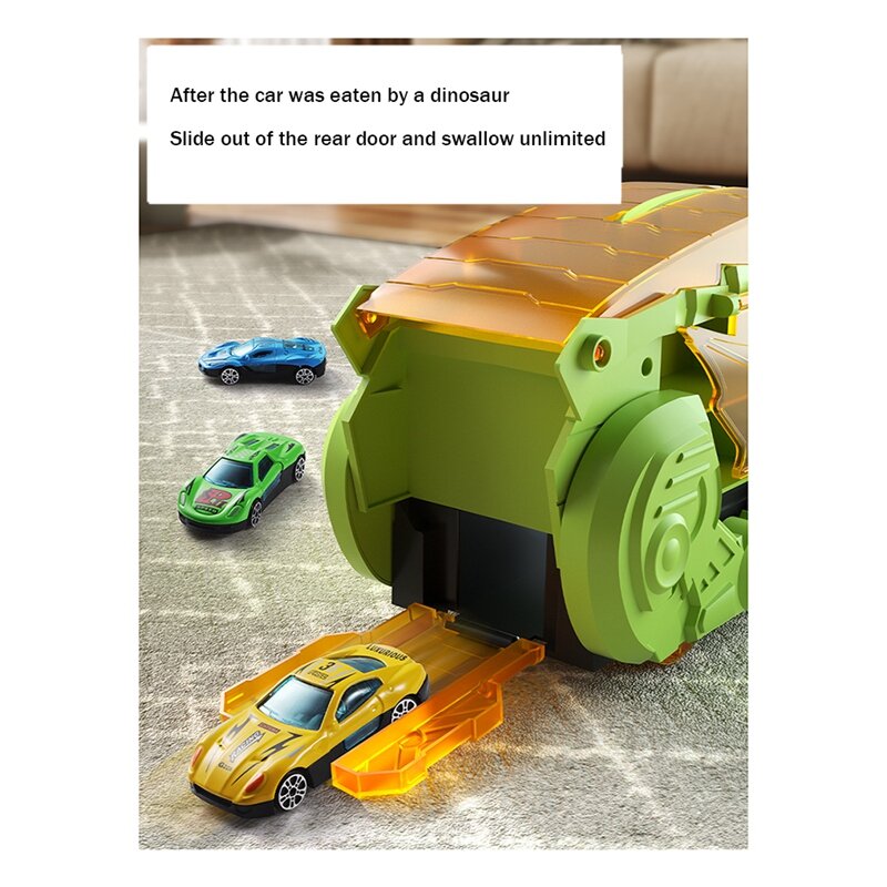 Juego de camiones de transporte de dinosaurios interactivos para niños, juguetes de vehículos Dino, características 13 en 1