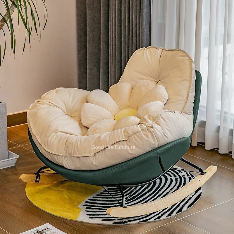 Styl skandynawski pojedynczy fotel bujany dmuchana Sofa balkon salon sypialnia może leżeć może spać luksusowe krzesło pingwina w skorupce jajka