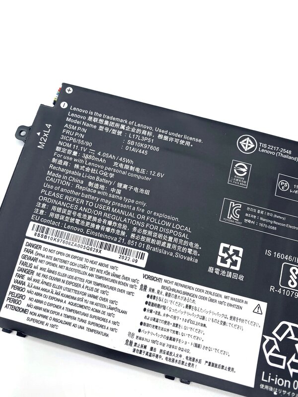 Bateria original do portátil para Lenovo ThinkPad, L17M3P51, E14, E15, E480, E485, E495, E580, E585, E490, E590, E595, 01AV445, L17M3P52, SB10K79606