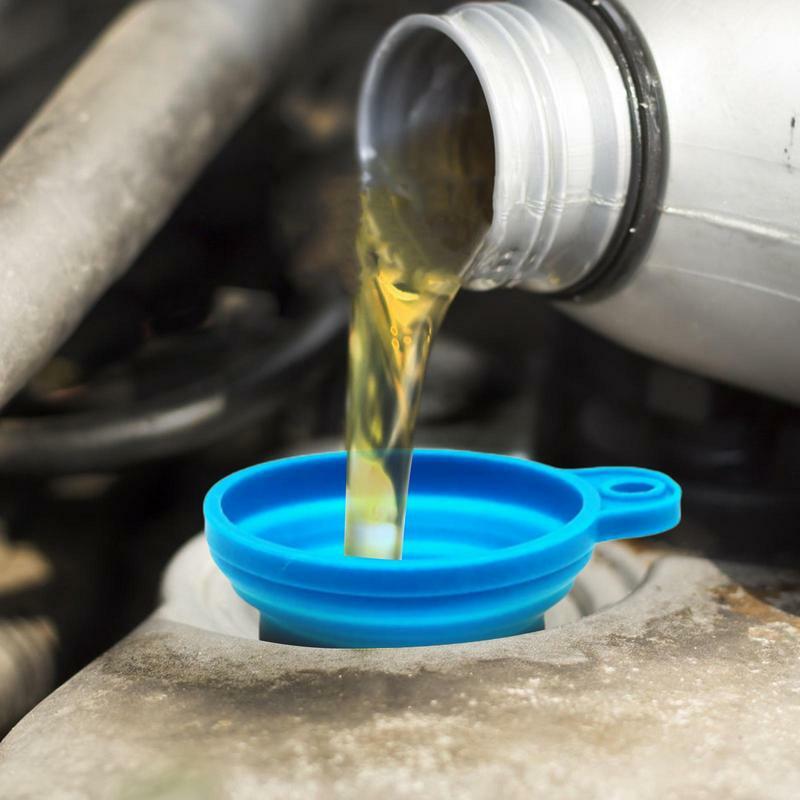 Funil líquido de silicone universal para óleo do motor e gasolina, Fluido da arruela do carro, portátil, dobrável, automático