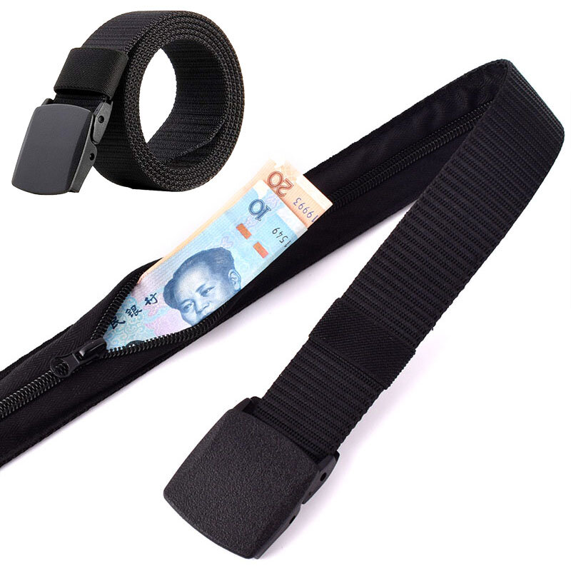 New Travel Anti Theft Ticket Belt Outdoor Women Portable Hidden Money Strap Belt Wallet Waist Pack Men Secret Hiding Cash Belt