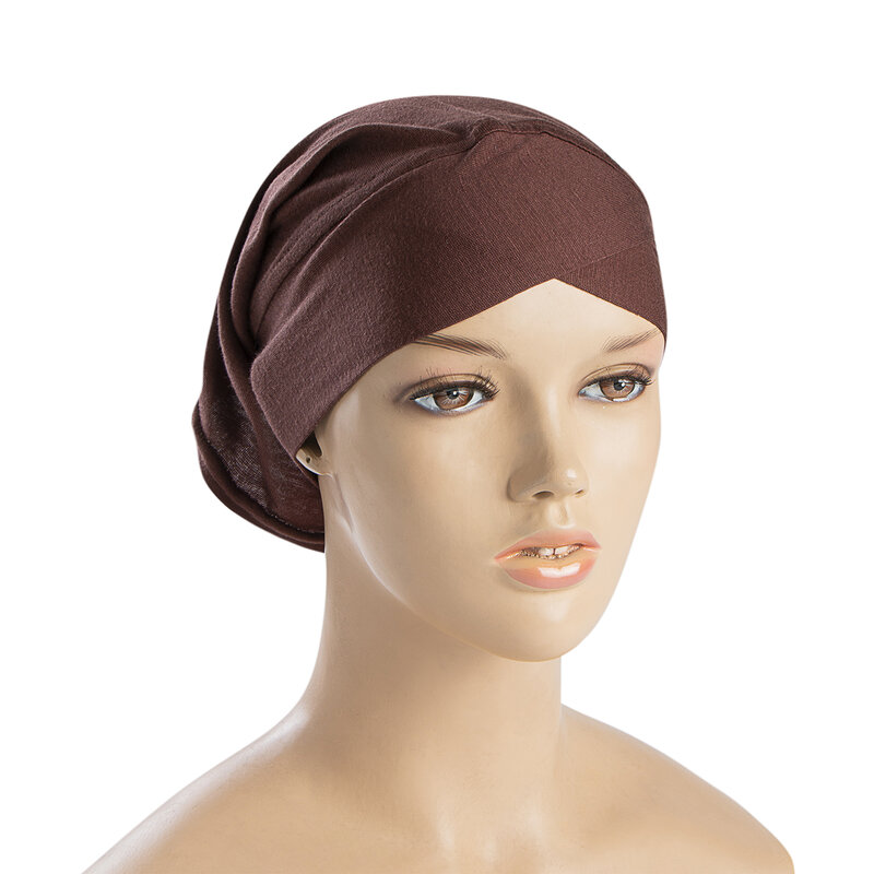มุสลิมผู้หญิงด้านใน Hijab หมวกผ้าฝ้ายยืด Underscarf Modal Bonnet Headwrap Turbante Mujer Hijab Undercap