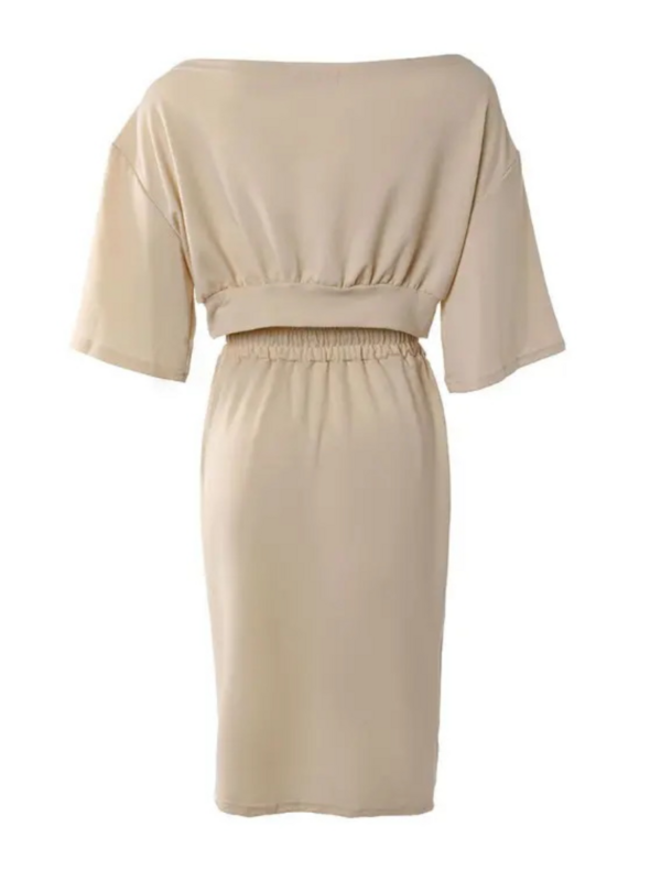 Женское платье из двух предметов с принтом Leter, топ на одно плечо с буквенным принтом и юбка миди с высоким разрезом и карманами