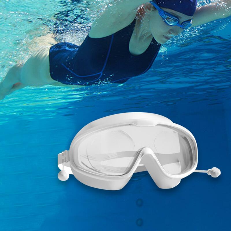 Myopia Swimming Goggles Swim Glasses Wide View Glasses Adult Waterproof with Ear Plugs Adjustable Anti Fog Professional Eyewear