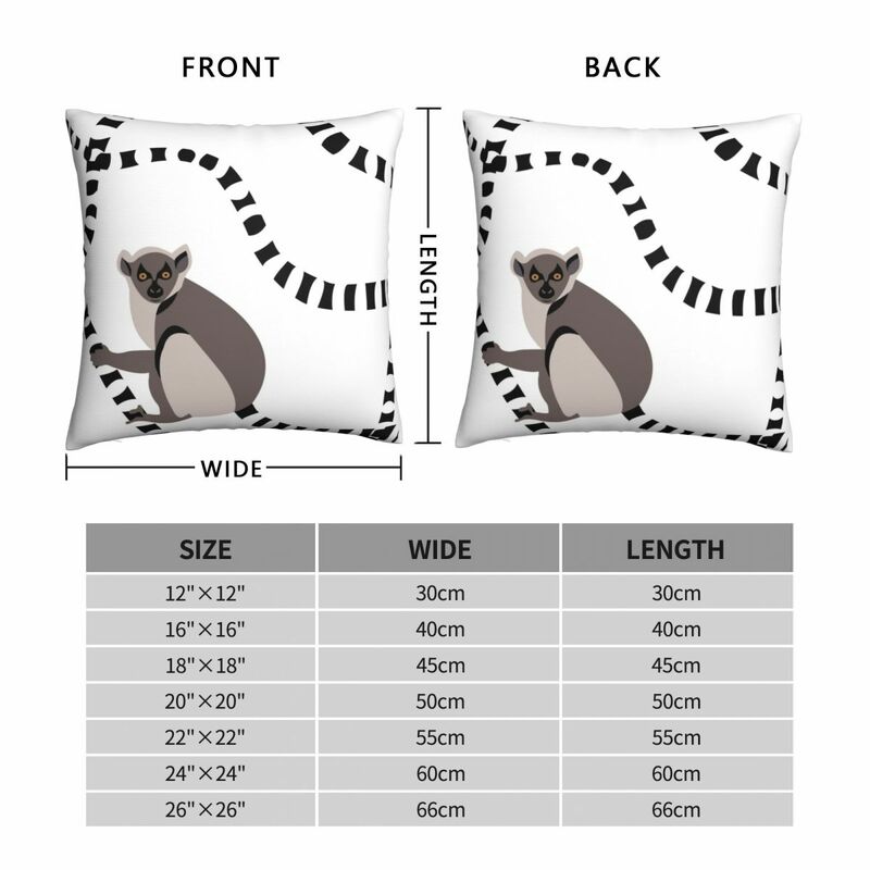 Lemur Square Pillowcase Polyester Linen Velvet Pattern Zip Decor Sofa Cushion Case 45x45