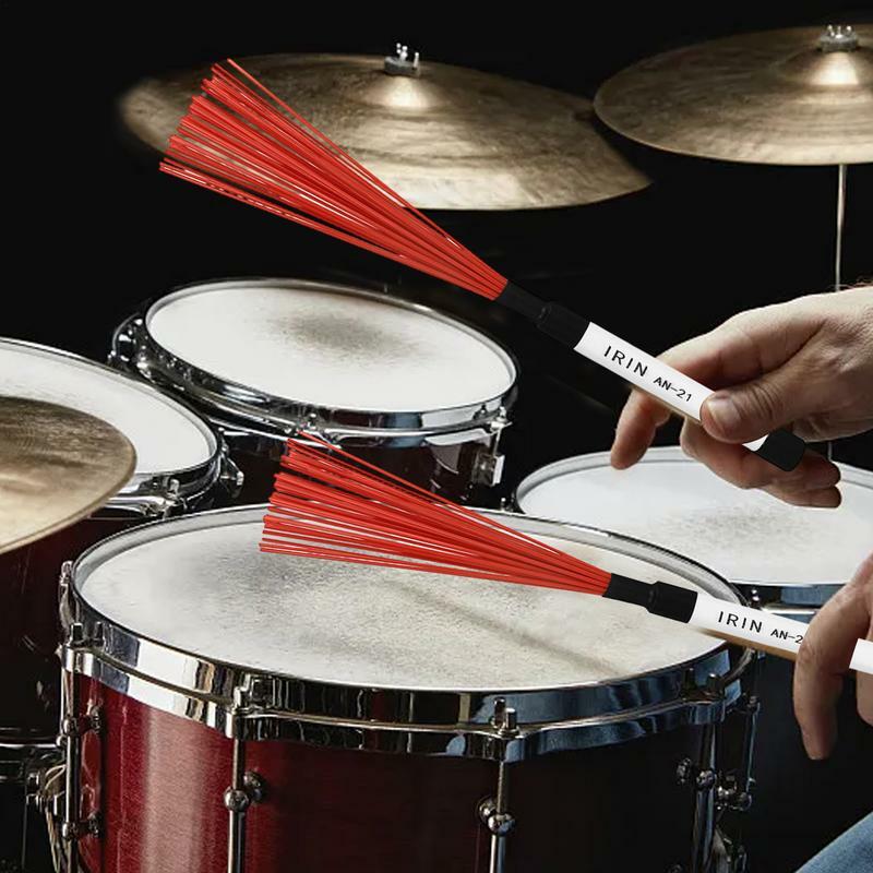 Spazzola per batteria a percussione Set di spazzole per bacchette da 2 pezzi spazzole per bacchette regolabili e durevoli per vari strumenti a percussione