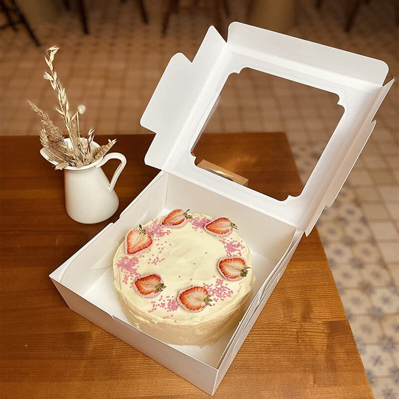 Caja de cartón cuadrada para hornear pasteles multicapa, producto personalizado, alto, blanco, grande, decoración de pasteles Su