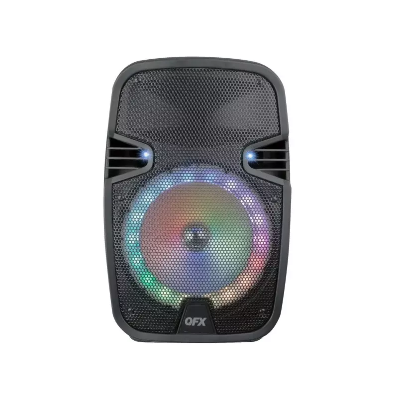 QFX PBX-8074 8-inch, Portable Party Bluetooth Loudspeaker with Microphone & Remote, Black