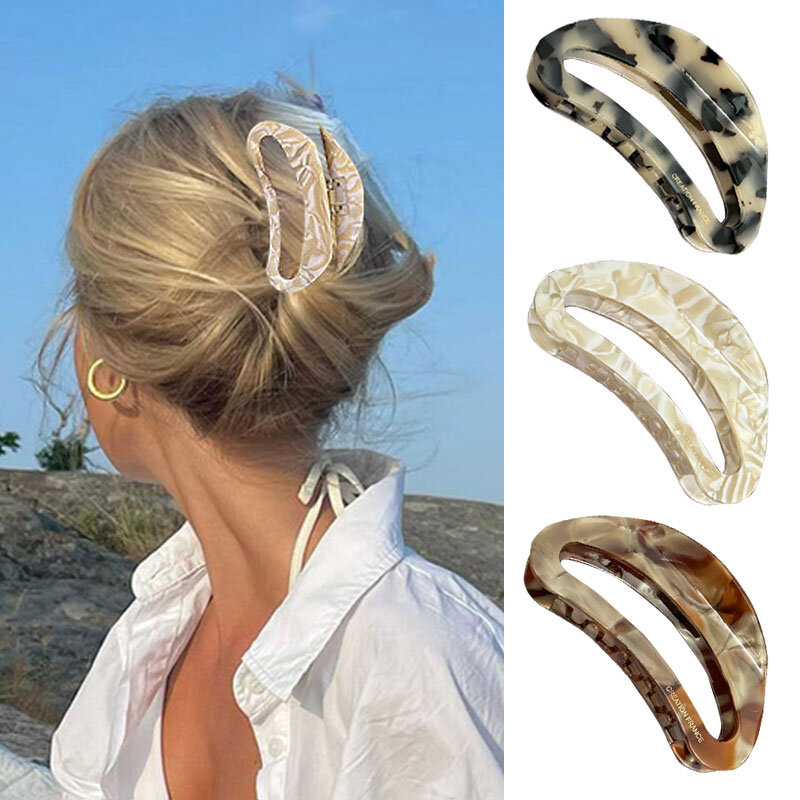 Vintage Large Acetate Leopard Print Hair Clip Claws Women Girls Casual Shark Clip Hairpin Headwear Fashion Hair Accessories