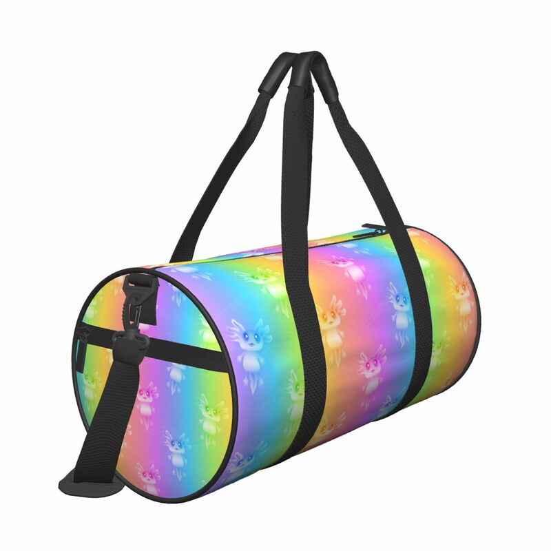 Borsa da viaggio nuoto Axolotls borsa da palestra arcobaleno animale carino Weekend borse sportive grande borsa da Yoga Design borsa Fitness per uomo donna
