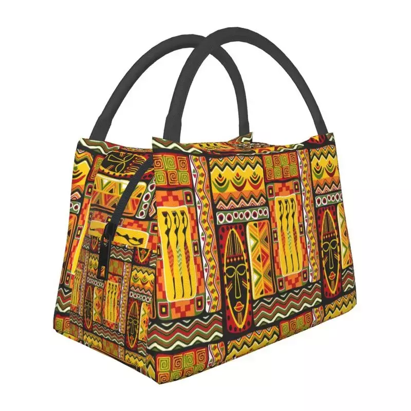 아프리카 무용수 예술 단열 도시락 가방, 여성 아프리카 부족 문화 점심 용기, 사무실 야외 식사 음식 상자