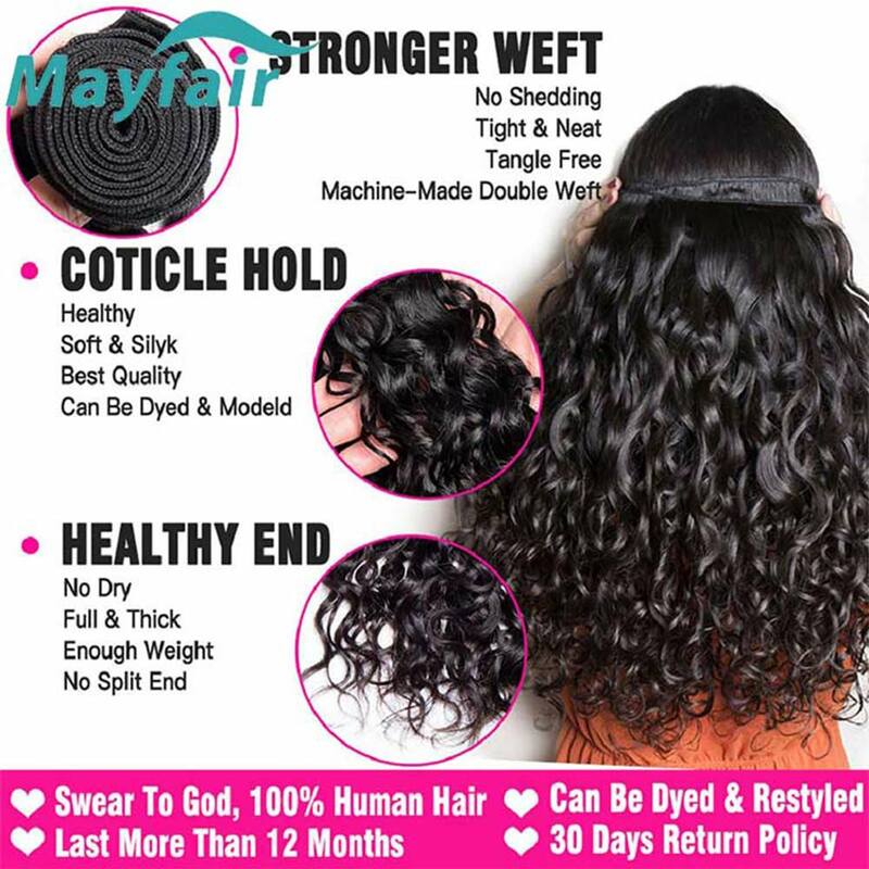Extensiones de cabello humano Remy malayo sin procesar, mechones de cabello húmedo y ondulado, 12A cheveux humain, paquete de ondas de agua, 100%