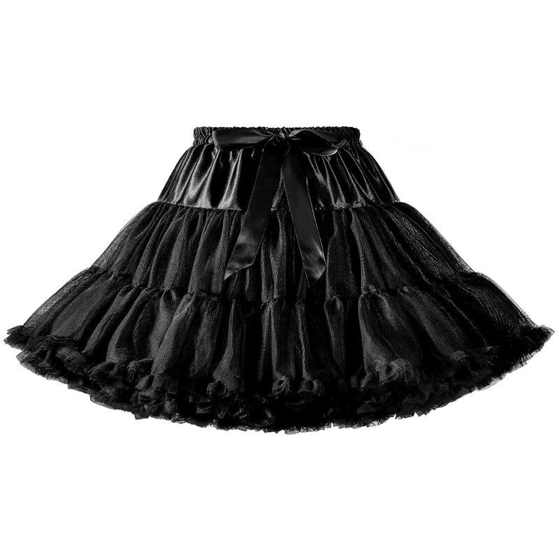 Jupon en mousseline de soie à taille élastique pour femme, tutu gonflé, jupe en tulle, sous-jupe de danse de ballet princesse, 2024