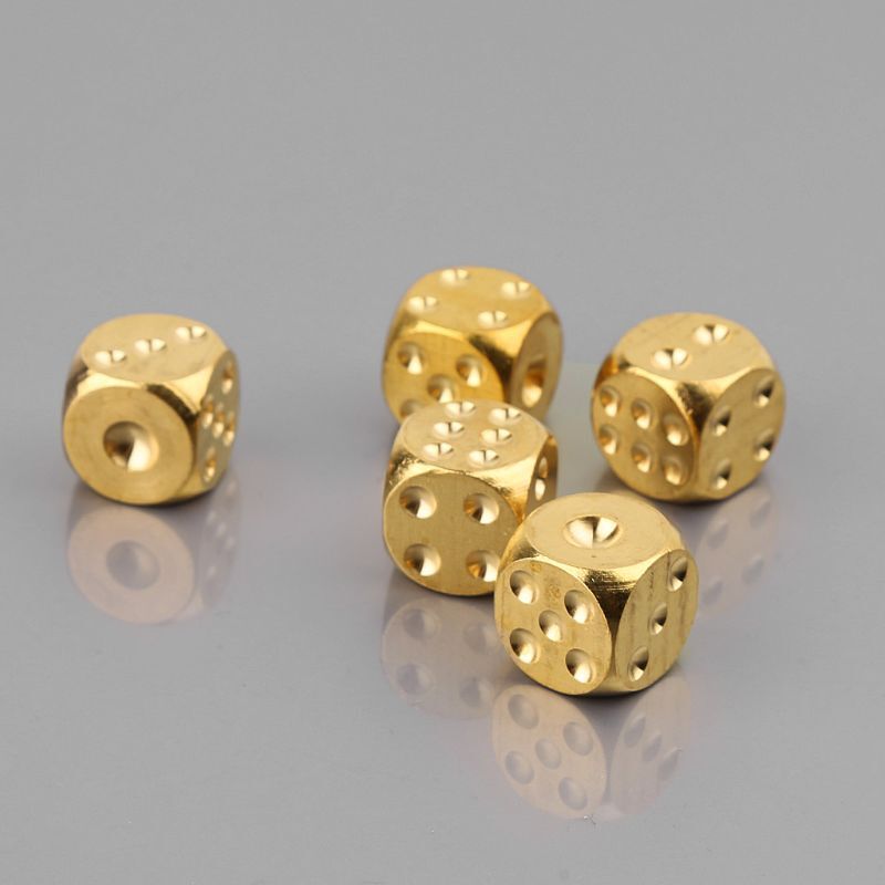 1Pc 20mm 0.78In Funny Decider Board Game Party Game Props Dices Solid Brass Polyhedral Club Bar Playing Game Tool