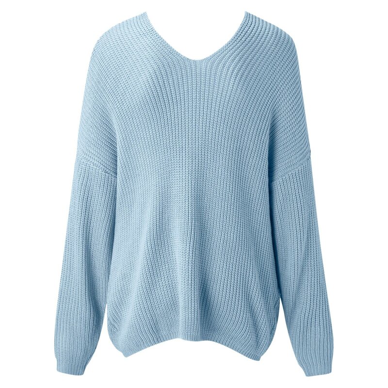 Elegante warme Pullover Pullover Tops Pullover Herbst Winter Frauen übergroße Schnürung V-Ausschnitt Strick lose Tops Pullover