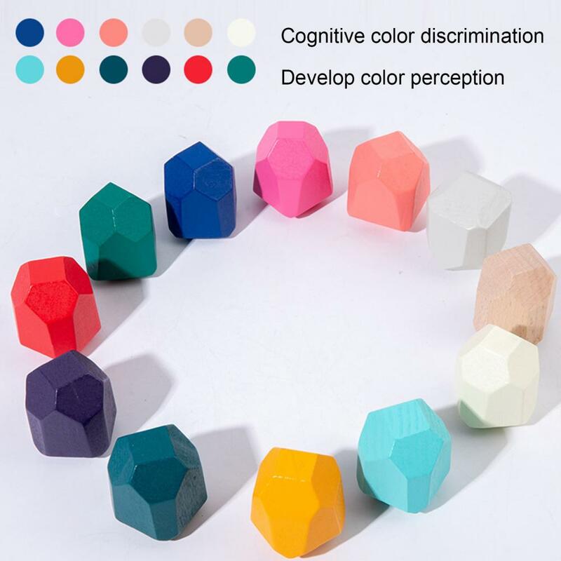 21Pcs Wooden Stacking Toys Enhance Patience Logic Independent Thinking Multifunctional Stacking Toys for Kids