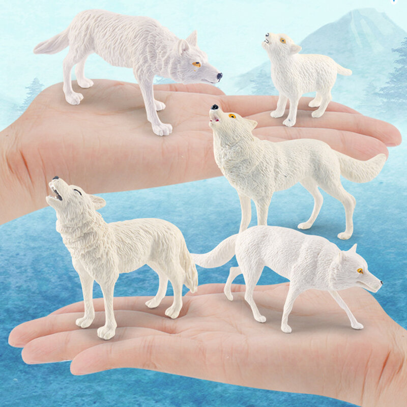 Figuras de acción de lobo para niños y niñas, juguete educativo de 5 piezas, Relistic