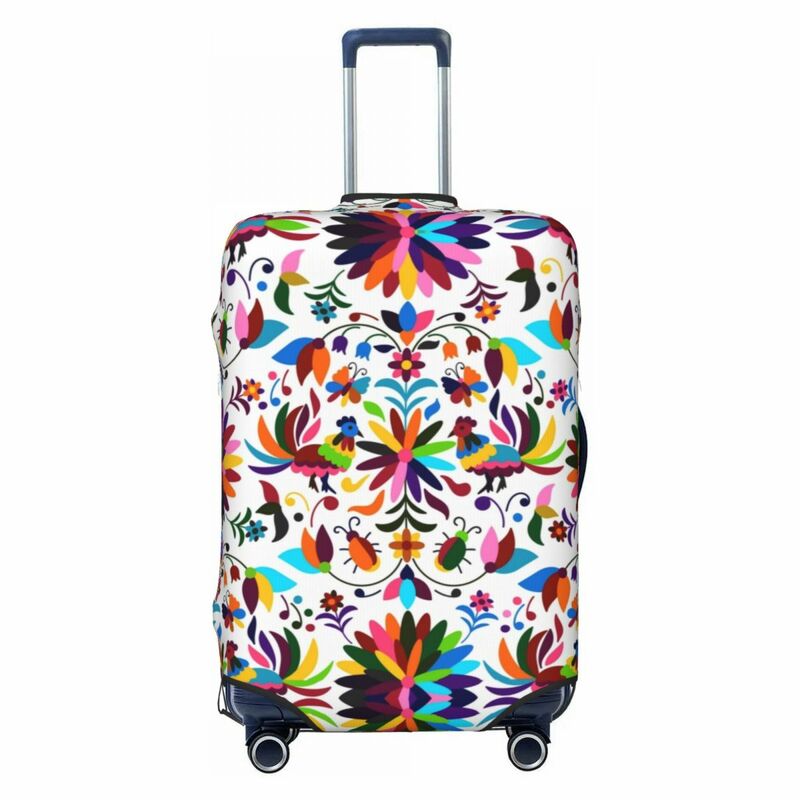 Mexican Otomi Birds Floral Embroidery Luggage Cover Protector  Folk Flowers Art Travel Suitcase Protective Cover for 18-32 Inch