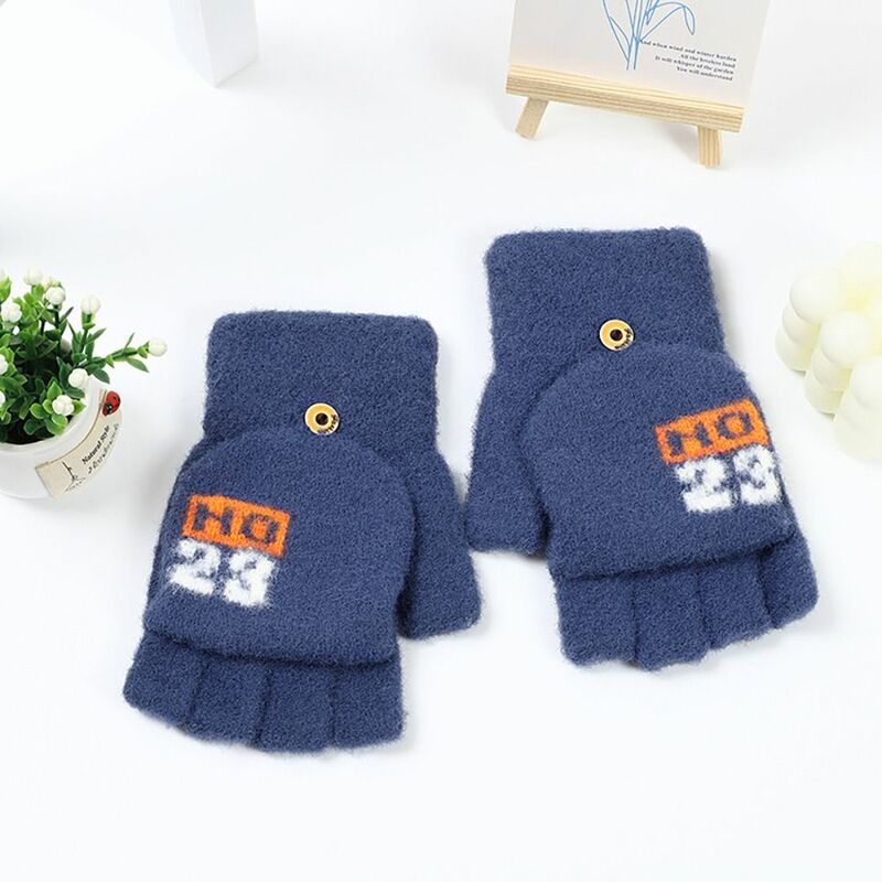 Thick Knitted Gloves New Fashion Fleece Windproof Fingerless Mittens Knitted Furry Warm Mitts Women Girls